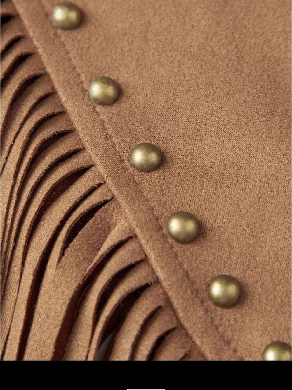 Fringed Suede-Look Crop Top in Tan( one size) - Picture 4 of 5